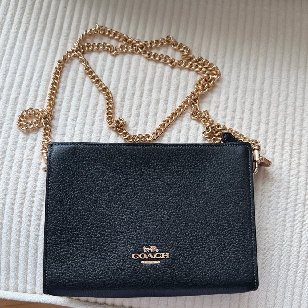 Coach Black Crossbody Bag with Gold Chain